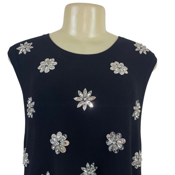 Michael Kors Black Sleeveless Rhinestone Embellished A-Line Dress XL - New - Picture 4 of 8